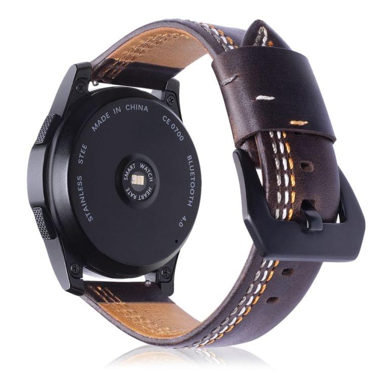 Three Lines Pattern Top-grain Leather Wrist Watch Band for Samsung Gear S3 22mm (Coffee)