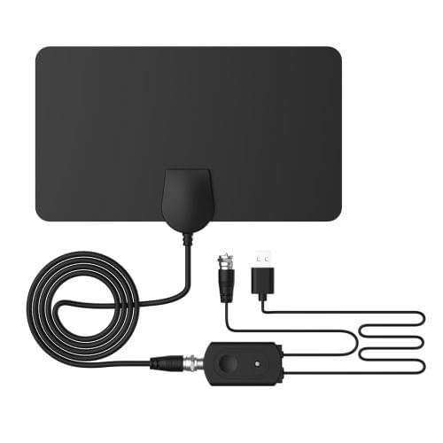 AN-1001 5dBi/25dBi Indoor HDTV Antenna with Dual-side Sticker, VHF170-230/UHF470-862MHz(Black)