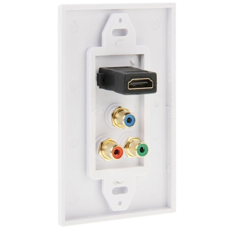 HDMI Female Plug + 3 RCA Female Plugs Wall Plate Panel