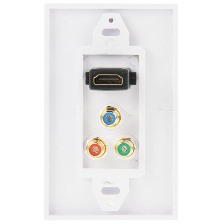 HDMI Female Plug + 3 RCA Female Plugs Wall Plate Panel