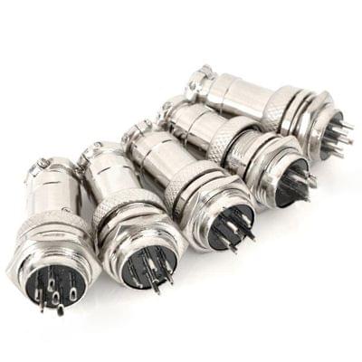DIY 16mm 6-Pin GX16 Aviation Plug Socket Connector (5 Pcs in One Package, the Price is for 5 Pcs)