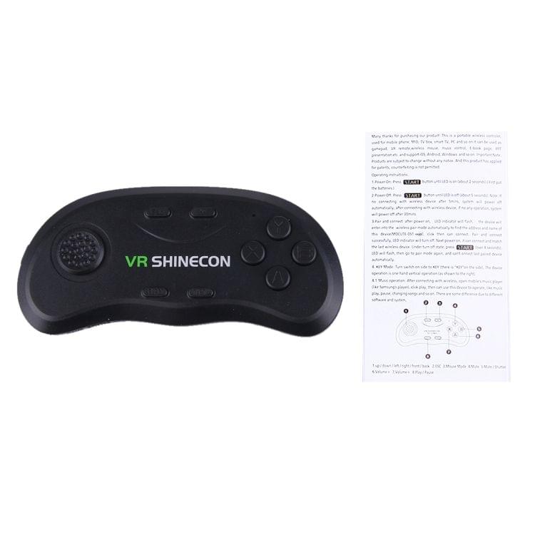 VR Shinecon 3D Movie Games Virtual Reality Glasses Bluetooth Remote Controller Gamepad(Black)