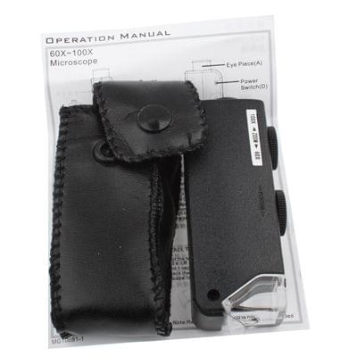 60X-100X Zoom & Focus LED Illuminated Microscope Pocket Magnifier Jewelry Loupe