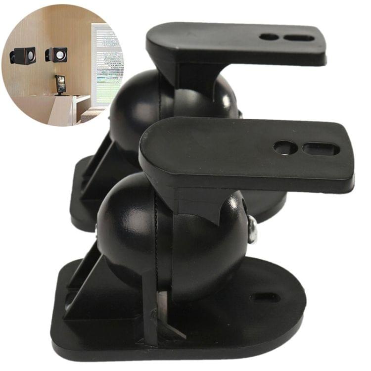Pair Black Surround Sound Speaker Wall Mount Brackets 45 Degree Rotatable Design TV Wall Mount 8 x 4.5 x 5.8cm