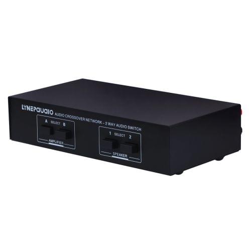 B822 Passive Speaker Switch 2 Channel Power Amplifier Audio Switch Loudspeaker, 2 Input and 2 Output (Black)