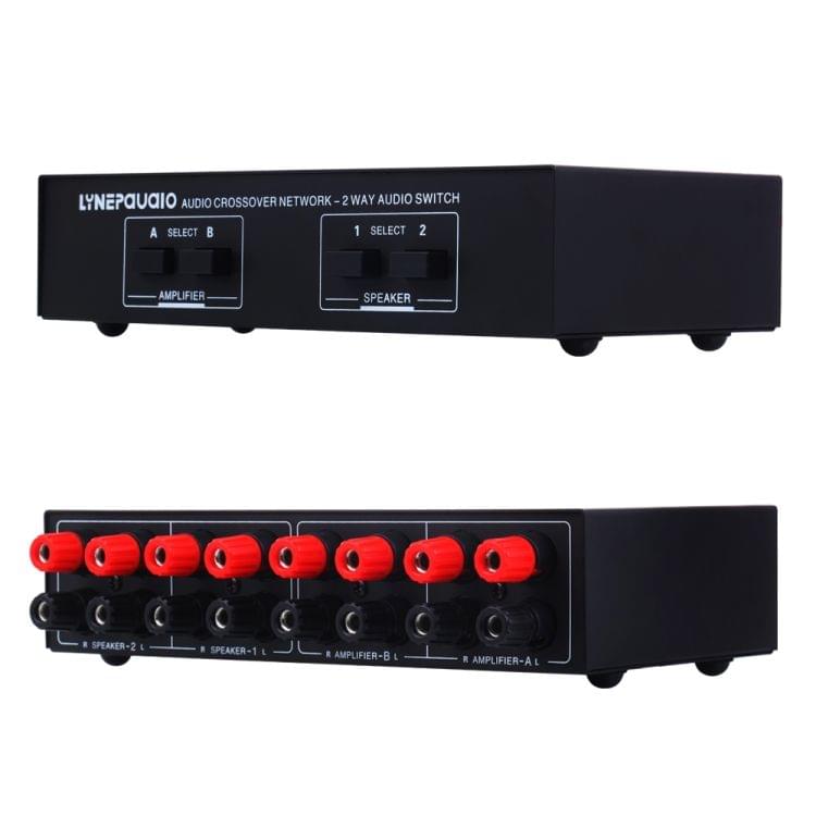 B822 Passive Speaker Switch 2 Channel Power Amplifier Audio Switch Loudspeaker, 2 Input and 2 Output (Black)