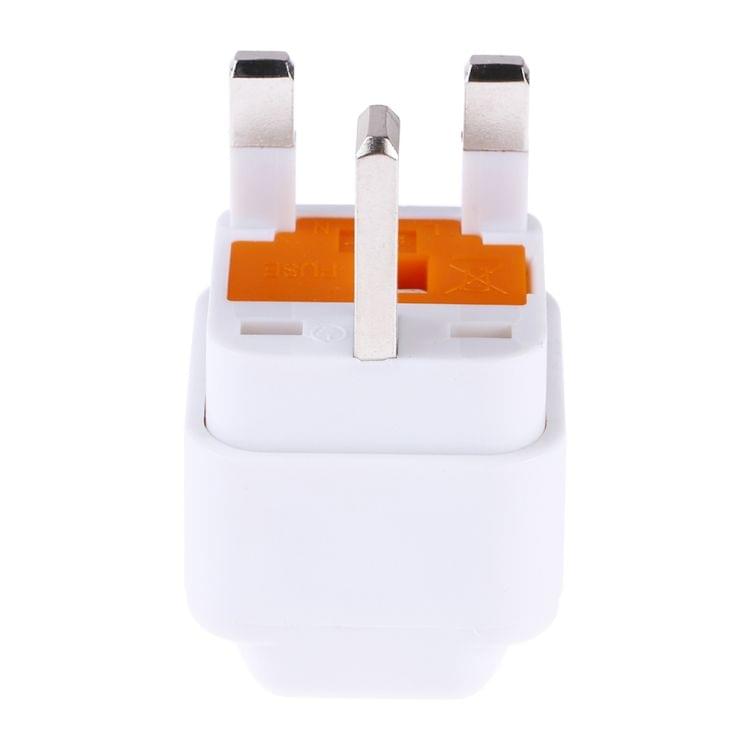 Portable Universal Socket to UK Plug Power Adapter Travel Charger with Fuse(White)