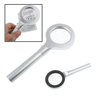 5X 55mm Hand-held Metal Magnifier with 2-mode 8 LED Lights