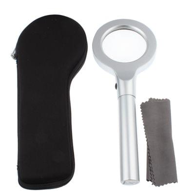 5X 55mm Hand-held Metal Magnifier with 2-mode 8 LED Lights