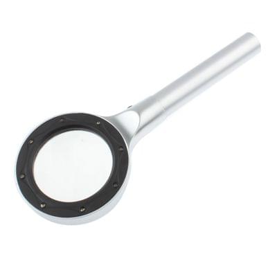 5X 55mm Hand-held Metal Magnifier with 2-mode 8 LED Lights