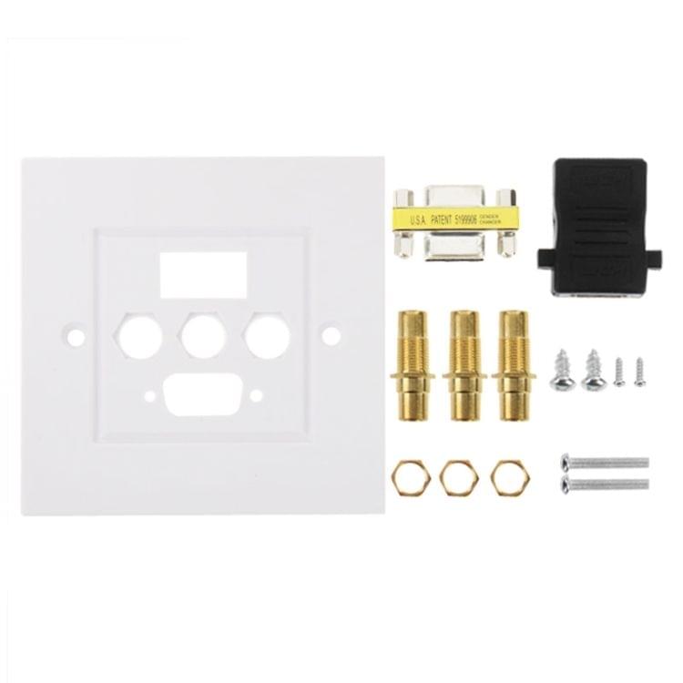 HDMI Female Plug + 3 RCA Female Plugs + VGA Female Plug Wall Plate Panel