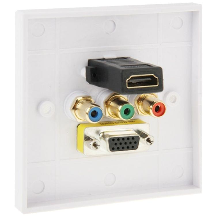 HDMI Female Plug + 3 RCA Female Plugs + VGA Female Plug Wall Plate Panel