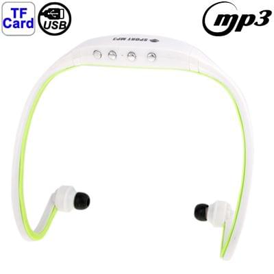 Sport MP3 Player Headset with TF Card Reader Function, Music Format: MP3 / WMA (White + Green)