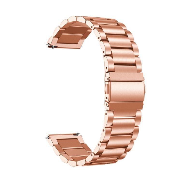 Three Beads Slingshot Buckle Solid Stainless Steel Wrist Strap Watch Band for Galaxy Watch Active 20mm (Rose Gold)