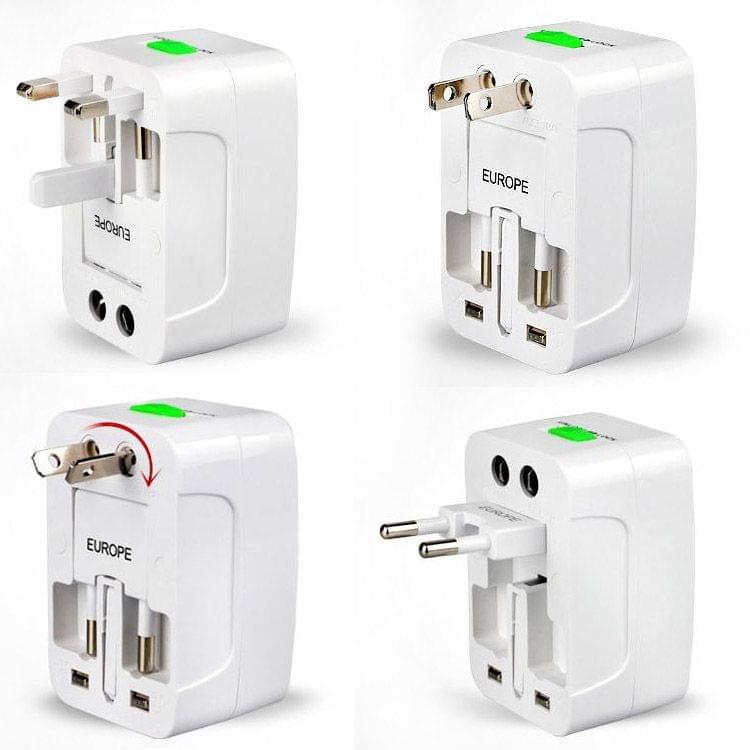 Plug Adapter, Universal EU US UK AU Travel AC Power Adaptor Plug(White)
