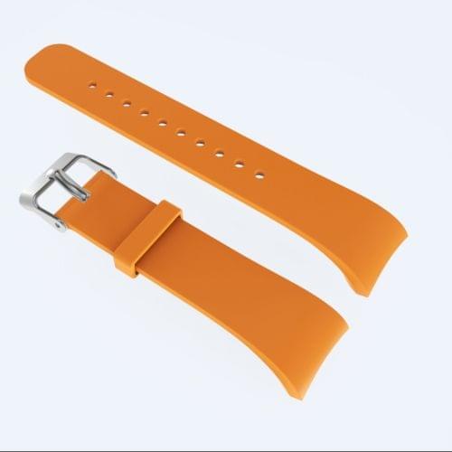 Solid Color Leather Wrist Strap Watch Band for Galaxy Gear Fit2 R360 (Orange)