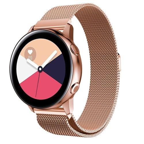 Milanis Magnetic Stainless Steel Mesh Wrist Strap WatchBand for Galaxy Watch Active 20mm (Rose Gold)
