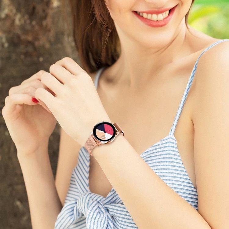 Milanis Magnetic Stainless Steel Mesh Wrist Strap WatchBand for Galaxy Watch Active 20mm (Rose Gold)