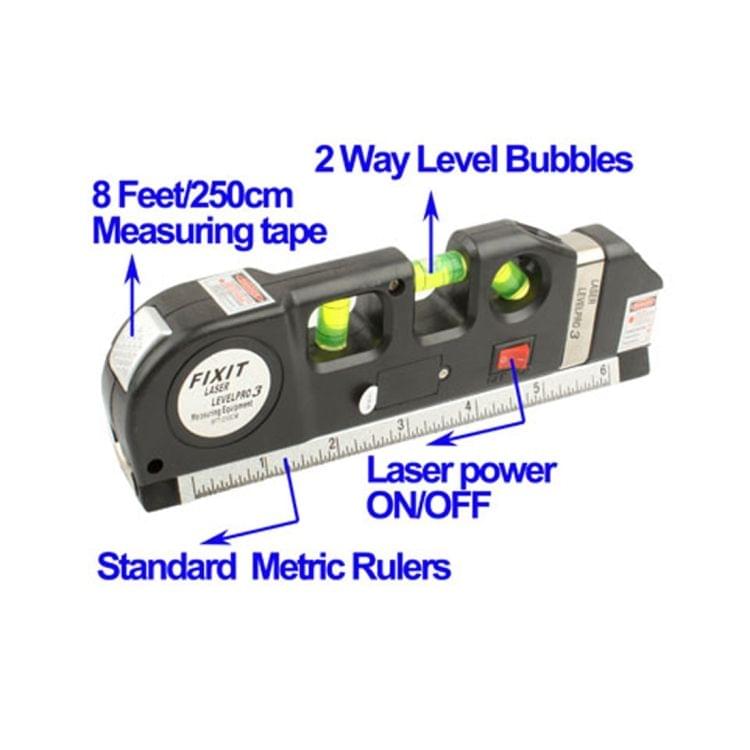 Laser Level with Tape Measure Pro 3 (250cm), LV-03(Black)