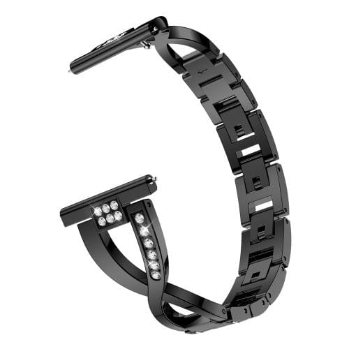 X-shaped Diamond Stainless Steel Wrist Strap WatchBand for Galaxy Watch Active 20mm (Black)