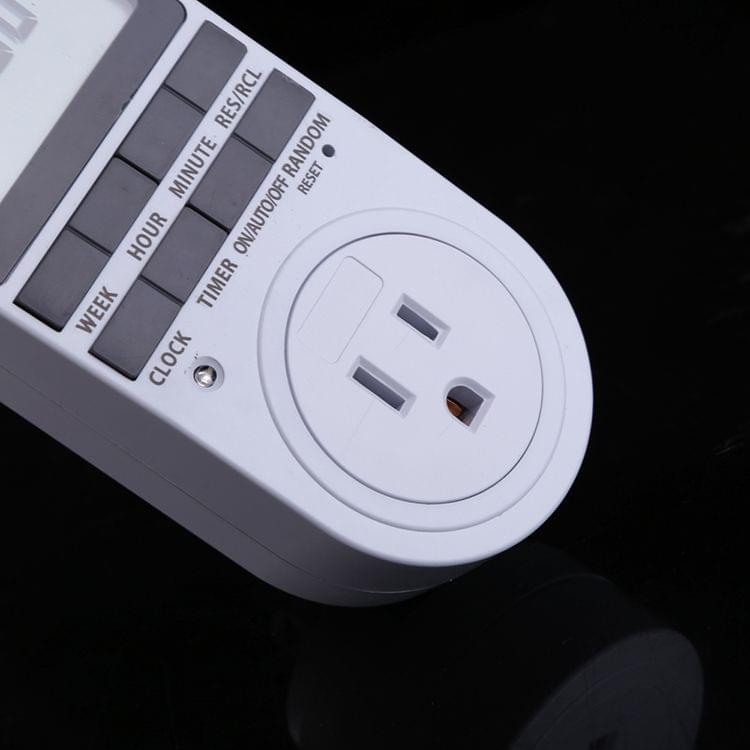 AC 120V Smart Home Plug-in Programmable LCD Display Clock Summer Time Function 12/24 Hours Changeable Timer Switch Socket, US Plug