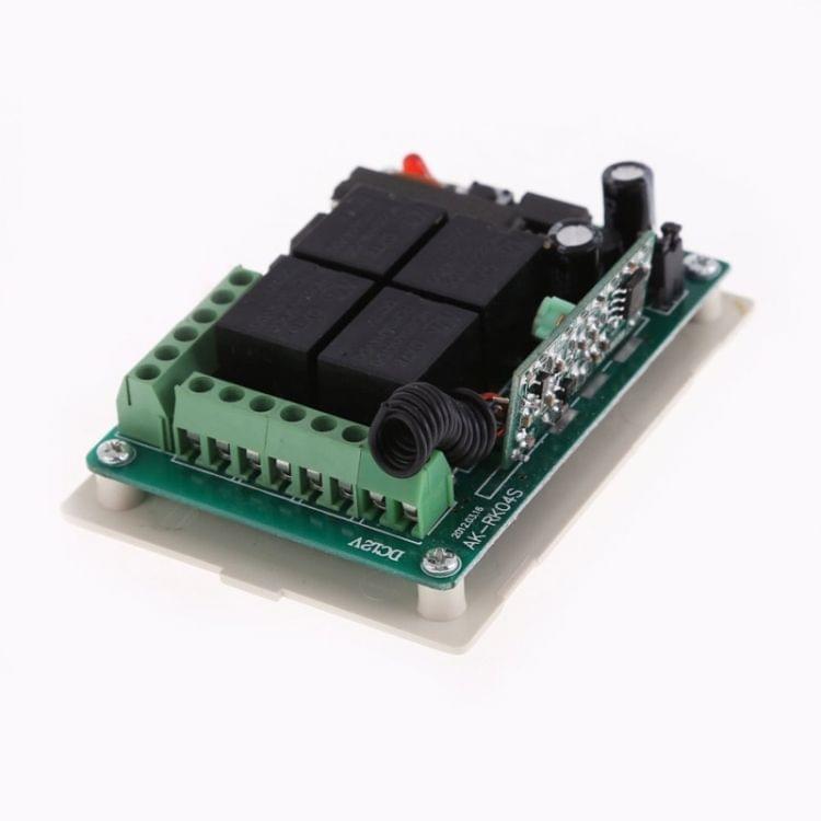 DC12V Learning Code RF Wireless 4CH Receiver 4 Buttons Transmitter 200meter