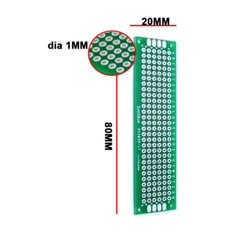 7 in 1 20 x 80mm Double Sided Printed Circuit Board with 40 Pin Header Kit for DIY Project