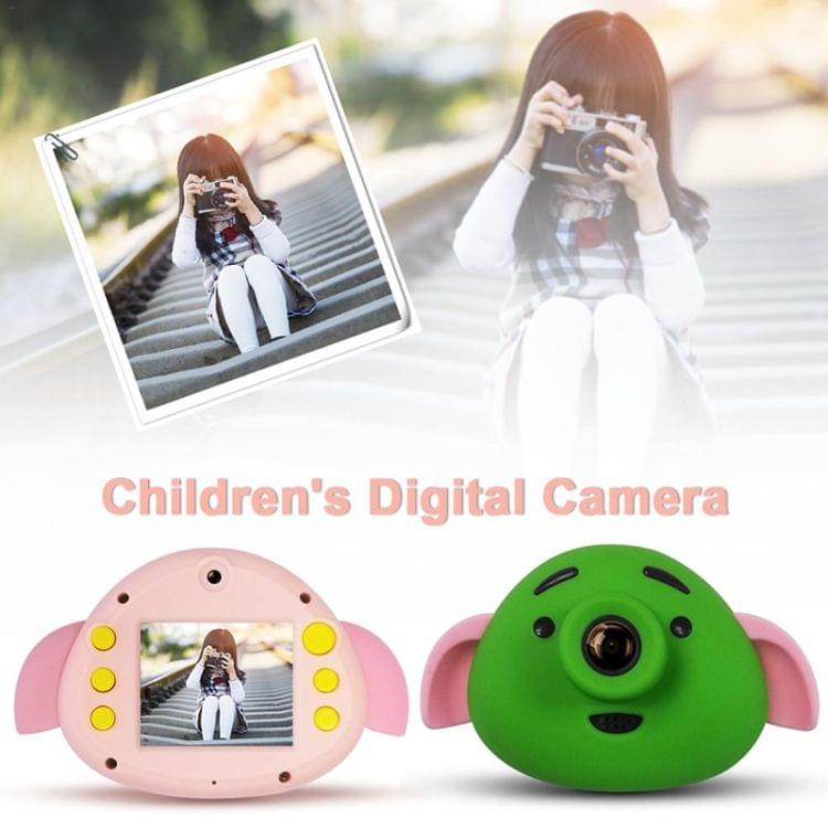 Cartoon Pig 0.3 Mega Pixel Dual-Camera 1.8 inch Screen Digital Camera for Children(Green)