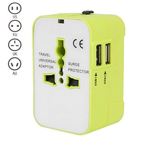 Portable Multi-function Dual USB Ports Global Universal Travel Wall Charger Power Socket