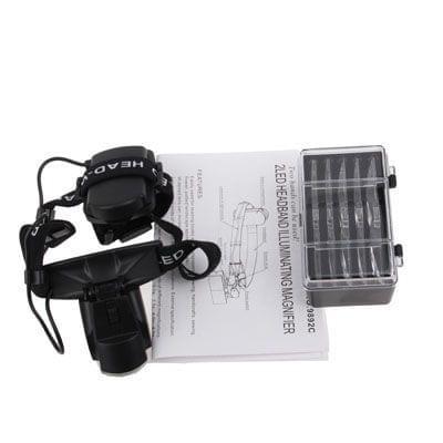 2 LEDs Headband Illuminating Dual Lens Magnifier with 5 Replacement Lenses