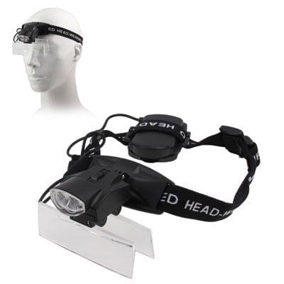 2 LEDs Headband Illuminating Dual Lens Magnifier with 5 Replacement Lenses