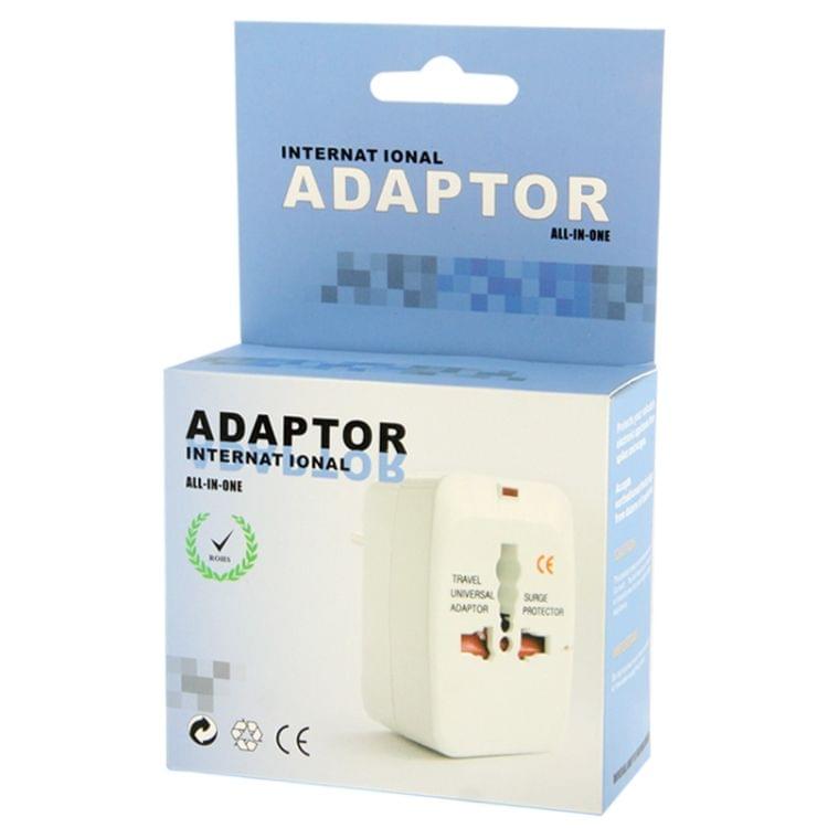 All in 1 (EU + AU + UK + US Plug) World Universal Travel Adaptor(White)