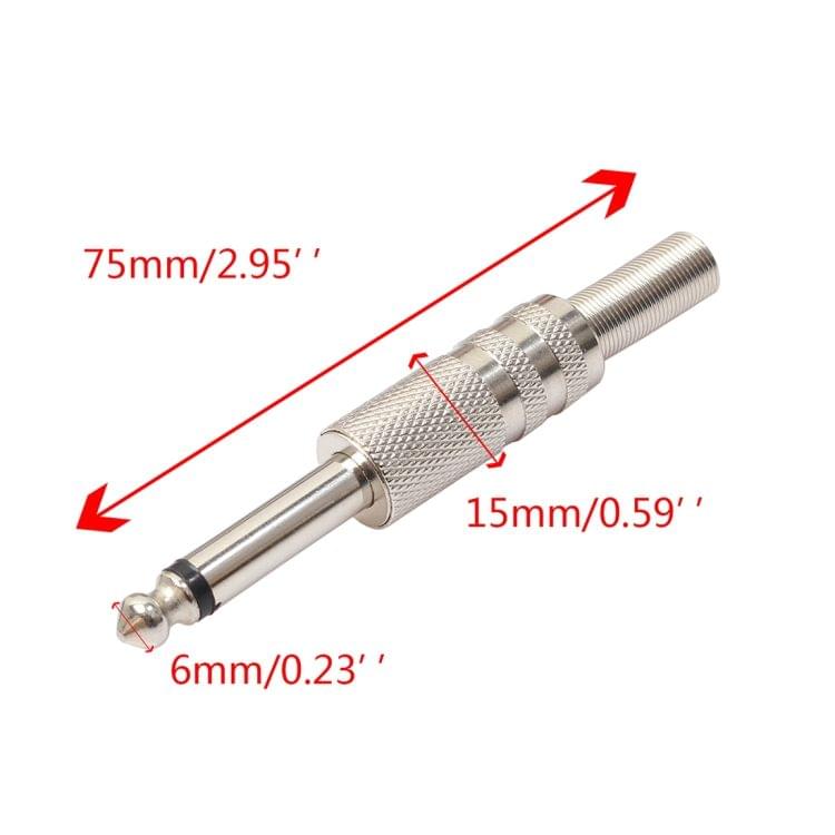 20 PCS 2 Pin 6.5mm Plug Zinc Alloy Welded Type Audio Connector 6.35 Audio Plug