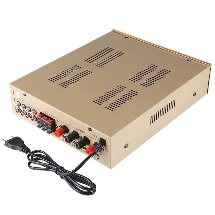 AV-9100 2CH 300W + 300W Karaoke HiFi Stereo Audio Power Amplifier, Support FM / SD & MMC / MP3 Player / USB, AC 220-240V, EU Plug