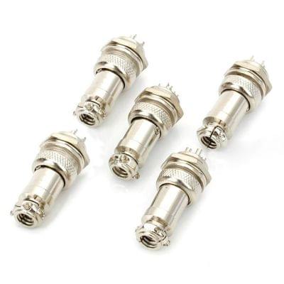 16mm 4-Pin GX16 Aviation Plug Socket Connector (5 Pcs in One Package, the Price is for 5 Pcs)(Silver)