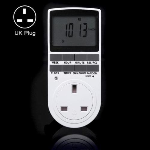 AC 230V Smart Home Plug-in LCD Display Clock Summer Time Function 12/24 Hours Changeable Timer Switch Socket, UK Plug