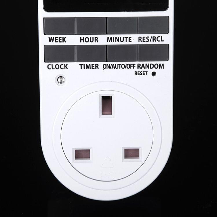 AC 230V Smart Home Plug-in LCD Display Clock Summer Time Function 12/24 Hours Changeable Timer Switch Socket, UK Plug