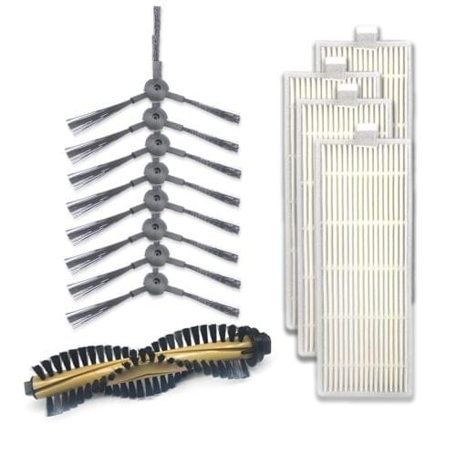 XI217 4 Pairs K614 Side Brushes + 4 PCS I207 Filters + Main Brush I202 Set for ILIFE A4