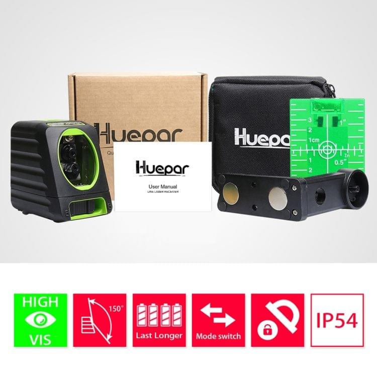 BOX-1G 1V1H 40mW & 10mW 2 Line Green Beam Laser Level Covering Walls and Floors (Green)