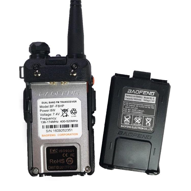 BaoFeng BF-F8HP 8W Dual Band Two-Way Radio VHF UHF Handheld Walkie Talkie, EU Plug(Black)