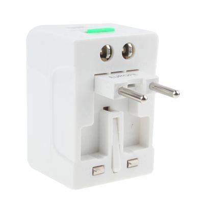 Universal US / EU / AU / UK Travel AC Power Adaptor Plug with USB Charger Socket(White)