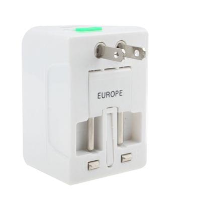 Universal US / EU / AU / UK Travel AC Power Adaptor Plug with USB Charger Socket(White)