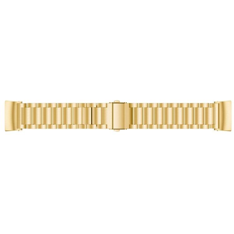 Three Beads Slingshot Buckle Solid Stainless Steel Wrist Strap Watch Band for Fitbit Charge 3 (Gold)