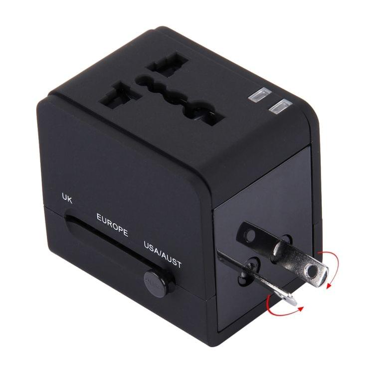 5V 2.1A Dual USB Power Socket Charger Adapter, UK / EU / US / AU Plug(Black)