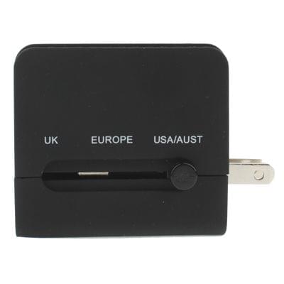 Plug Adapter, Universal US / EU / UK / AU Plug Power Connection Adaptor with 2 USB Charger Socket(Black)