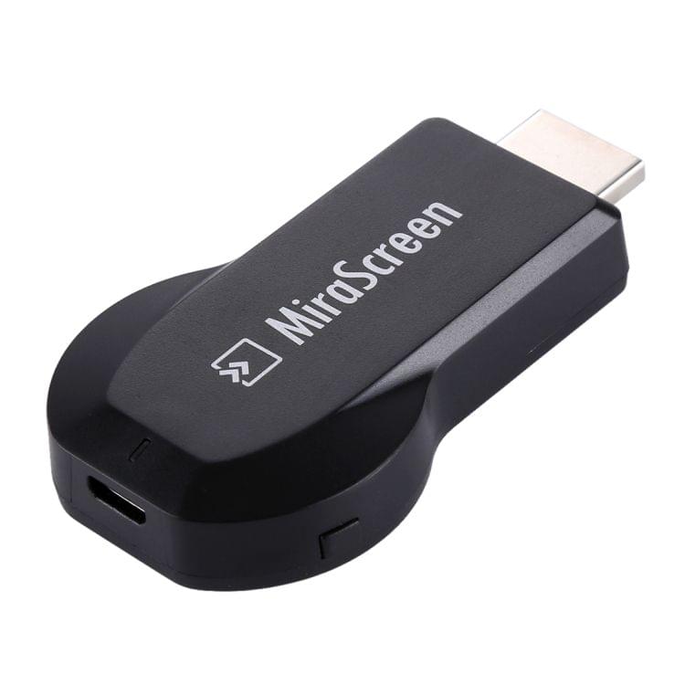 MiraScreen WiFi Display Dongle / Miracast Airplay DLNA Display Receiver Dongle Wireless Mirroring Screen Device with 2 in 1 USB Cable (Black)