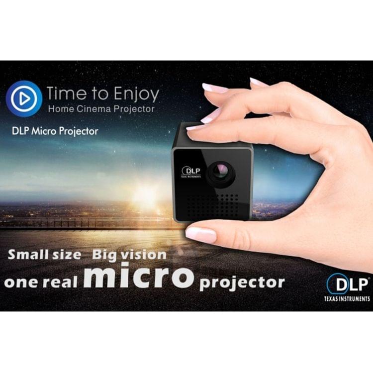 P1 5V 2A Output DLP Image System USB Charging LED Micro Projector Pocket Beamer Home Theater with Indicator light, Support TF Card(Black)