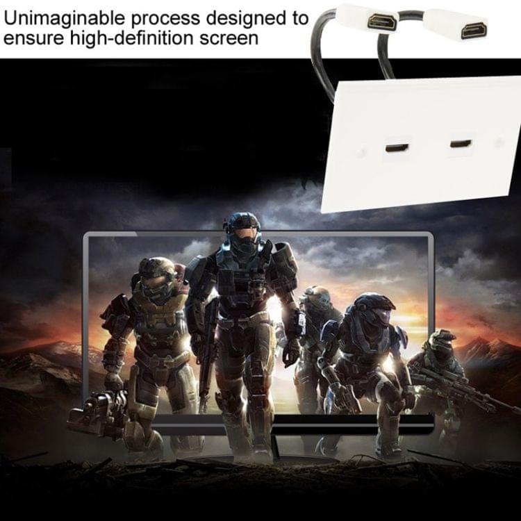 Dual HDMI Female to HDMI Female Cables Wall Plate Panel, Cable Length: 18.5cm