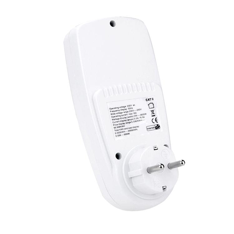 AC 230V 50Hz Max 16A LCD Display Energy Meter Watt Volt Voltage Power Analyzer Automatic Electricity Monitor Analyzer Power, EU Plug