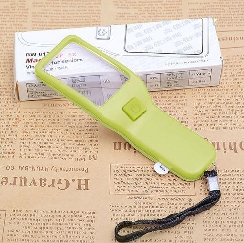 BW-017 5X Visual Magnifier with LED Light for Tablet & Mobile Phone Repair / Aid / Seniors, with Currency Detecting Function, Random Color Delivery